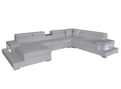 Leder Polster Sitz Zimmer Eck Wohn Sofa Couch XXL Designer Garnitur Sofas +USB