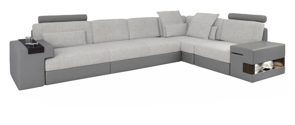 Design moderne Sofa L-Form Sofas Grau NEU Couch Ecke Leder Wohnzimmer Couchen