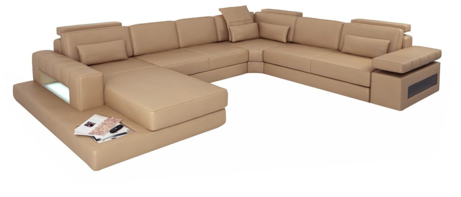 Wohnlandschaft U-Form Design Modern Sofa Couch Ecksofa Leder Polster Neu