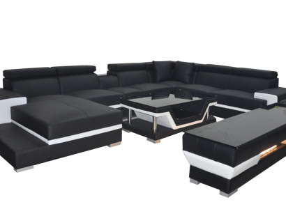 Design Leder Polster Sitz Zimmer Eck Wohn Sofa Couch Designer Garnitur