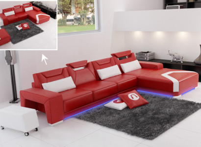 Ledersofa Couch Wohnlandschaft Ecksofa Eck Garnitur Design Modern Sofa F3011C