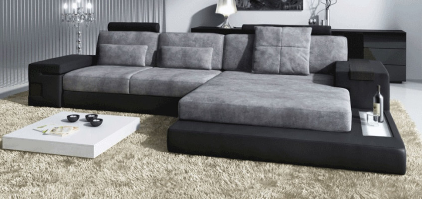 Ecksofa Wohnzimmer L-Form Polster Sofa LederDesign NEU Modern