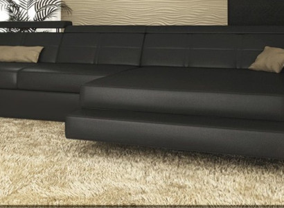 Ecksofa Couch Polster Wohnlandschaft Eck Ecke Leder Sofa Schwarz L Form