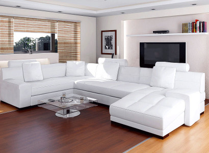 Ledersofa mit USB Wohnlandschaft Ecksofa Eck Garnitur Design Modern Sofa A1111