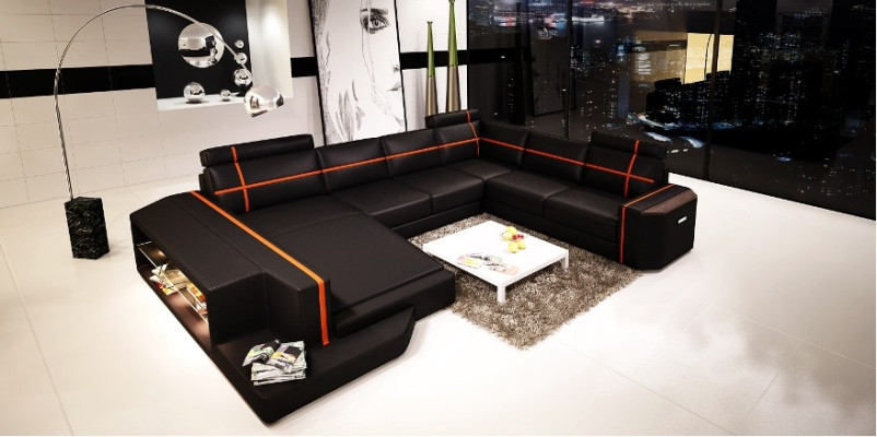 Sie unser U-förmiges Ledersofa Modern im exquisiten Designerstil