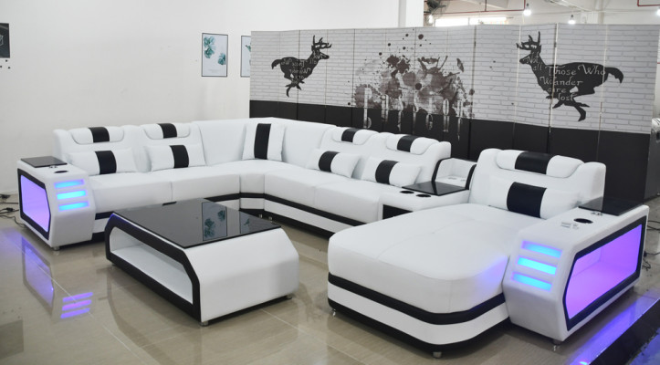 Ecksofa Polster Sitzgarnituren Eckcouch Sofa Couchen Wohnlandschaft + Couchtisch