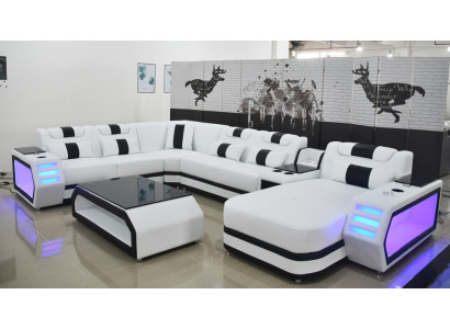 Ecksofa Polster Sitzgarnituren Eckcouch Sofa Couchen Wohnlandschaft + Couchtisch