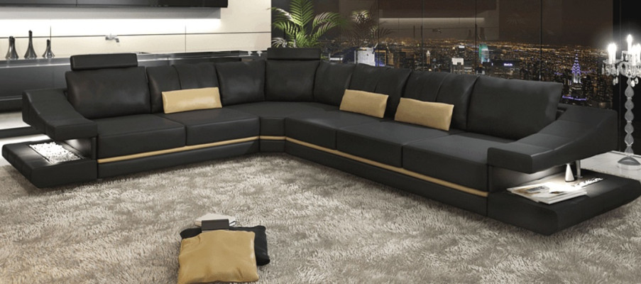 Wohnzimmer Textil L-Form Sofas Schwarz NEU Ecksofa Couch Polstermöbel