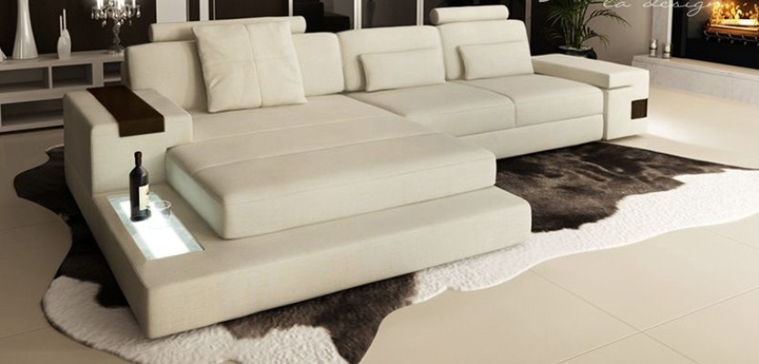 Design Couch Polster Textil Leder Eck Stoff Ecksofa L Form Sofa Couch