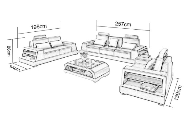 Design Sofa Sofagarnitur 321 Sitzer Couchtisch Garnituren Leder Set Gruppe 4tlg
