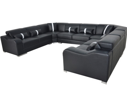Leder Sofa Couch USB Polster Eck Garnitur Moderne Wohnlandschaft U Form Design