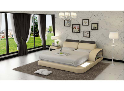 Wasserbett mit USB Hotel Doppelbett Betten Komplett Lederbett Polsterbett Wasser