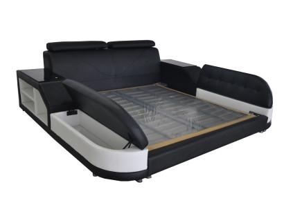 Design Bett XXL Big Leder Hotel Polster 180x200 Multifunktion Regal USB Betten