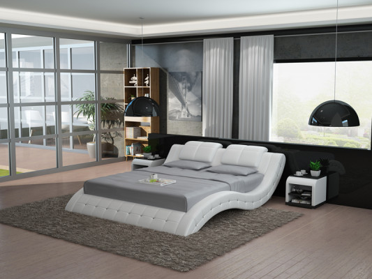 Wasserbett Doppel Bett Betten Komplett Lederbett Polsterbett Wasser LB8824B