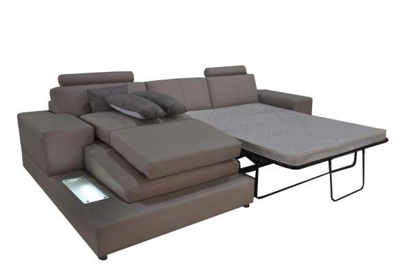 Leder Couch Wohnlandschaft Garnitur Design Modern Sofa mit USB, Schlaf Couchen