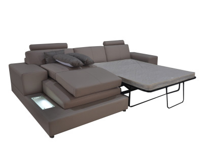 Leder Couch Wohnlandschaft Garnitur Design Modern Sofa mit USB, Schlaf Couchen