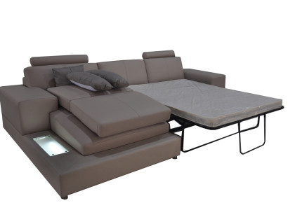 Leder Couch Wohnlandschaft Garnitur Design Modern Sofa mit USB, Schlaf Couchen