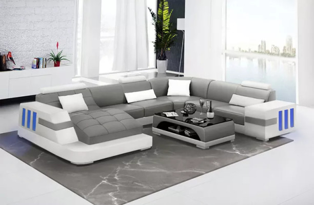 Designer Sofa Ecksofa Ledersofa Sofas UForm Polster Couch Wohnlandschaft Leder