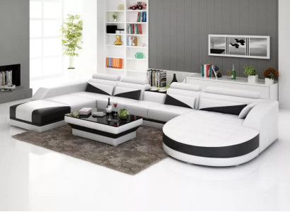 Eckgarnitur Sofa Polster Eckgruppe Wohnlandschaft Ledersofa Couchen sofas 2tlg.
