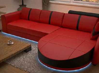 DESIGNERSOFA SCHLAFSOFA LEDERECKCOUCH mit USB LEDERSOFA ECKSOFA MIT BETTFUNKTION