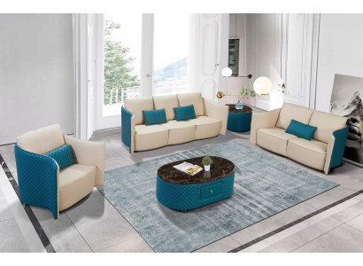 Ledersofa Sofa Couch Designer Polster Garnitur 2tlg Set Sitzgarnituren Couchen