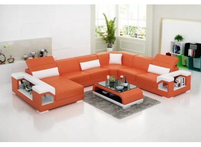 Ecksofa Wohnlandschaft Eckcouch Eckgarnitur Polster Sofa UForm Ledersofa Couch