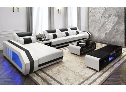 Ecksofa LForm Tisch Couchtisch Sideboard Sofa Ledersofa Ecksofa Polster 3tlg Set