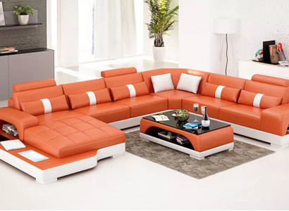 Ecksofa Polster Ecksofa U-Form Modernes Sofa Ledersofa Designer-Sofa