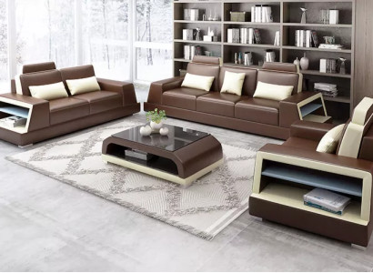 Sofagarnitur 321 Sitzer Couchtisch Ledersofa Modernes Sofa Couch Wohnlandschaft