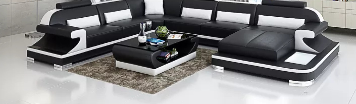 Wohnlandschaft Ecksofa UForm Modernes Sofa Ledersofa Eckgarnitur Polster Couchen