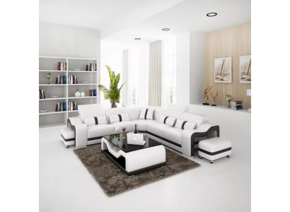 Eckcouch Sitzpolster Eckgarnitur Wohnlandschaft Sofa Couch Hocker Couchtisch Neu