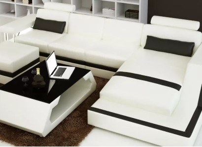 Ledersofa Ecksofa L Form Couchtisch Hocker Wohnlandschaft Modernes Sofa 3tlg neu