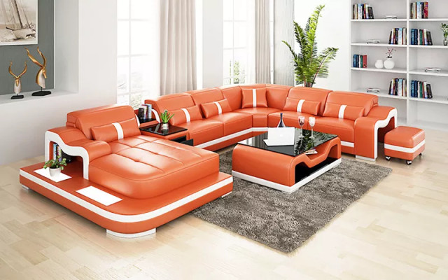 Design Ecksofa U Form Wohnlandschaft Designer Sofa Ledersofa Eckgarnitur Polster