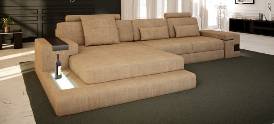 Design Modern Sofa Stoff Braun Ecksofa L Form Couch Wohnlandschaft Sofa Eck Neu