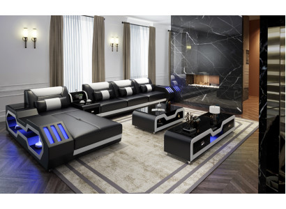 Edle Luxus Couch Ecksofa Wohnlandschaft Multifunktions Couchen Sofa USB Licht