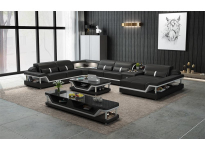 Perfekte Harmonie Großes Leder-Ecksofa U-Form für ein stilvolles Wohnzimmer