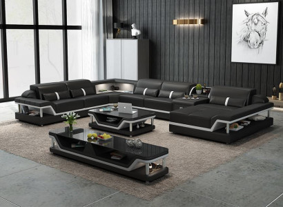 Perfekte Harmonie Großes Leder-Ecksofa U-Form für ein stilvolles Wohnzimmer