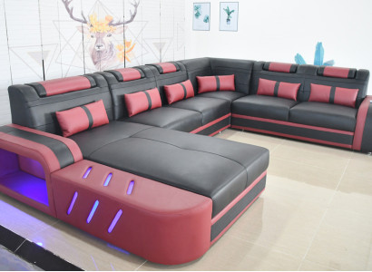 Leder Ecksofa U-förmiges Sofa Modernes Sofa Weiches Ecksofa Wohnbereich Design