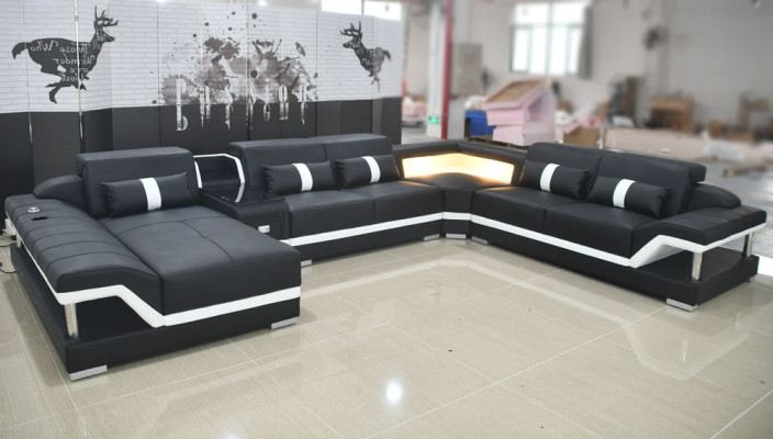 Moderne Ecksofa Couch Polster Eckgarnitur Ledersofa Sitzecke Sofa Wohnzimmer Neu