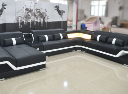 Moderne Ecksofa Couch Polster Eckgarnitur Ledersofa Sitzecke Sofa Wohnzimmer Neu