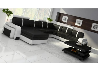 Wohnlandschaft Sofa mit USB Polster Ledersofa Ecksofa Eckcouch Ledergarnitur NEU