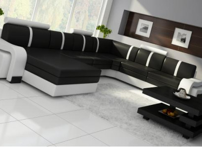 Wohnlandschaft Sofa mit USB Polster Ledersofa Ecksofa Eckcouch Ledergarnitur NEU
