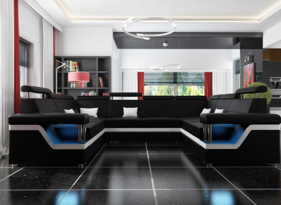 Ledersofa Big XXL Couch Ecksofa Wohnlandschaft Couch Polster Sitz XXL Garnitur