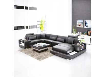 Ecksofa Wohnlandschaft Eckcouch Couchtisch Sofa LForm Ledersofa Couch Polster