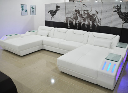 Leder Ecksofa U-förmiges Sofa Modernes Sofa Ecksofa Weiches Wohnbereich Design