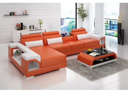 Design Eckcouch Ledergarnitur Wohnzimmer Sofa Polster Couchen Sofas Ledercouch