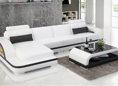 Modernes Sofa Wohnlandschaft Ledersofa Ecksofa Polster Ecksofa L-Form