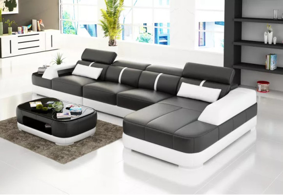 Design Ledergarnitur Wohnzimmer Eckcouch Ledercouch Sofa Polster Couchen Sofas