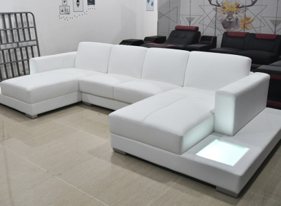 Ledersofa Sofa Modernes Polster Leder Design Ecksofa Couch Stoff Wohnlandschaft