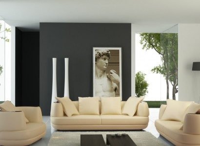 Sofagarnitur Royal Luxus Designer Couch Polster 3+2+1 Leder Sofa Sitz BeigeA